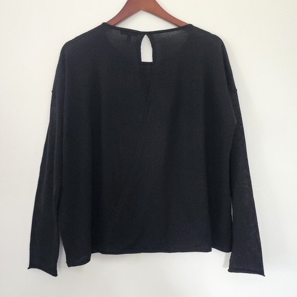 Eileen Fisher Fine Merino Wool Jersey Pullover Keyhole back Size Small - Picture 8 of 11